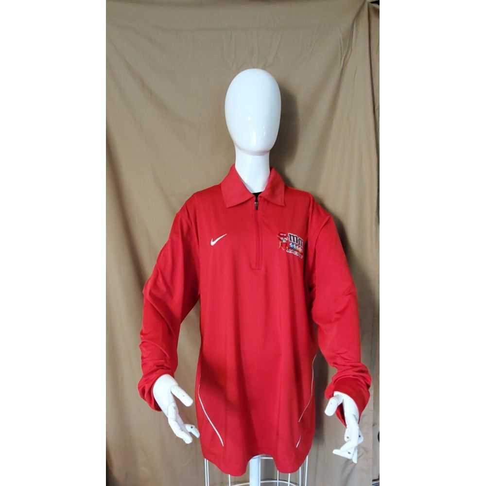 Nike Golf Dri-fit M&M's Racing Nascar Red Medium 1/4 Zipper Pull-Over Lng Sleeve